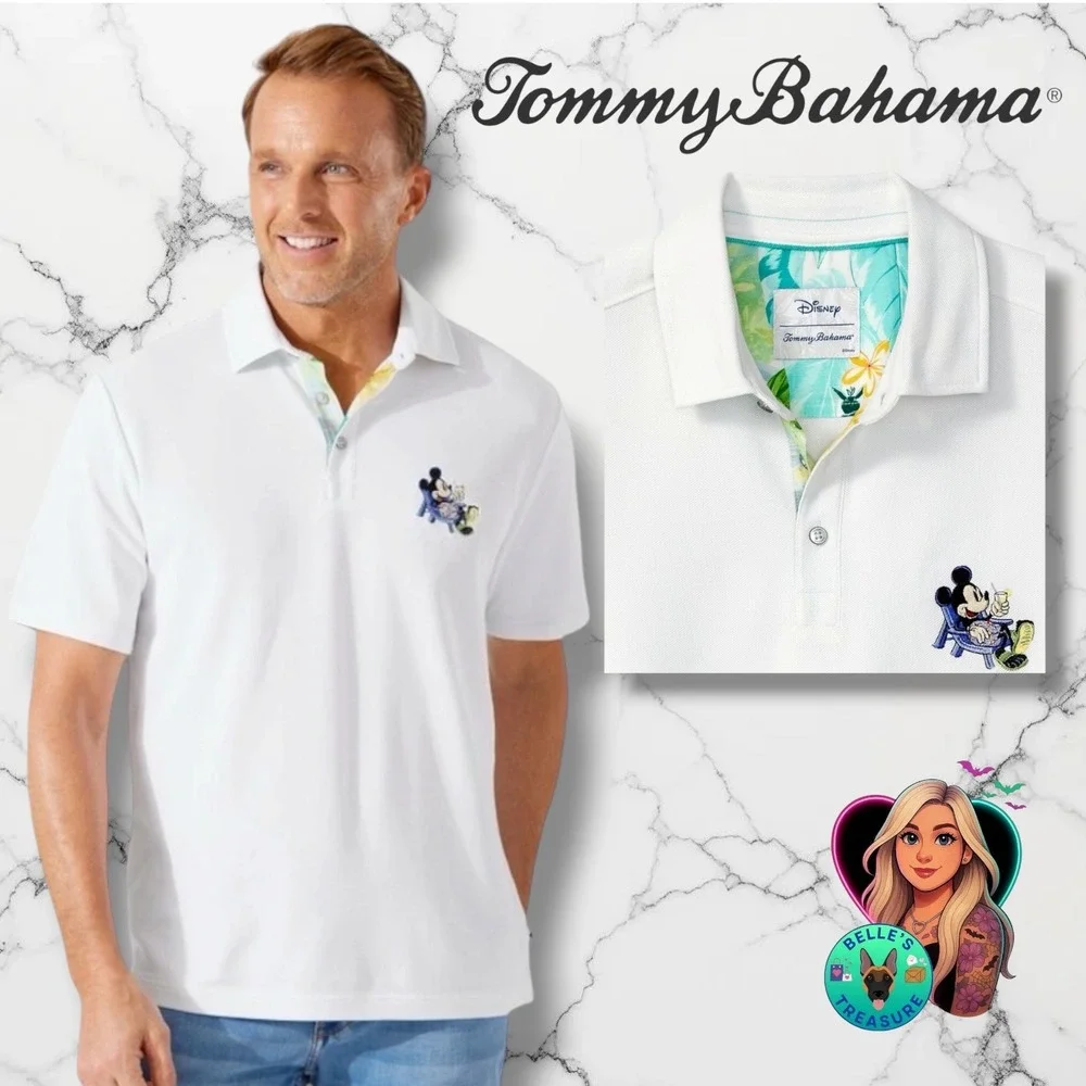 Tommy Bahama Disney Mickey Mouse Poolside Party 5 O' Clock Polo Shirt Men's 2XLT